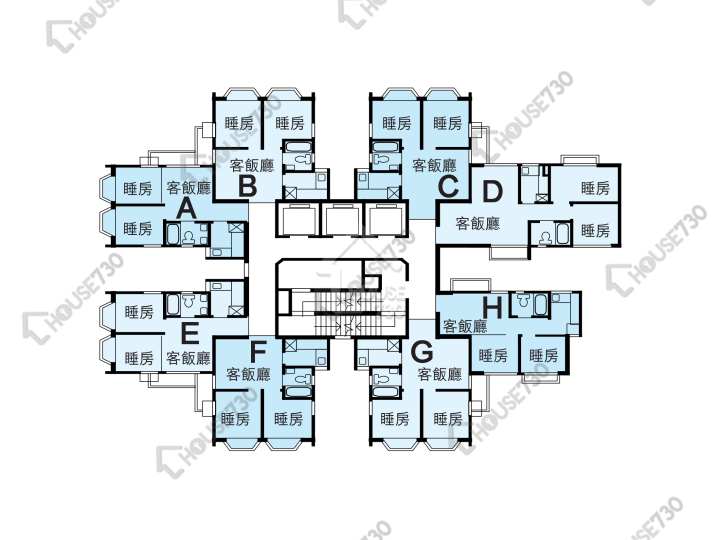 沙田中心 平面圖 沙田中心 廣寧大廈 (H座) 1-27樓 樓層平面圖 - House730