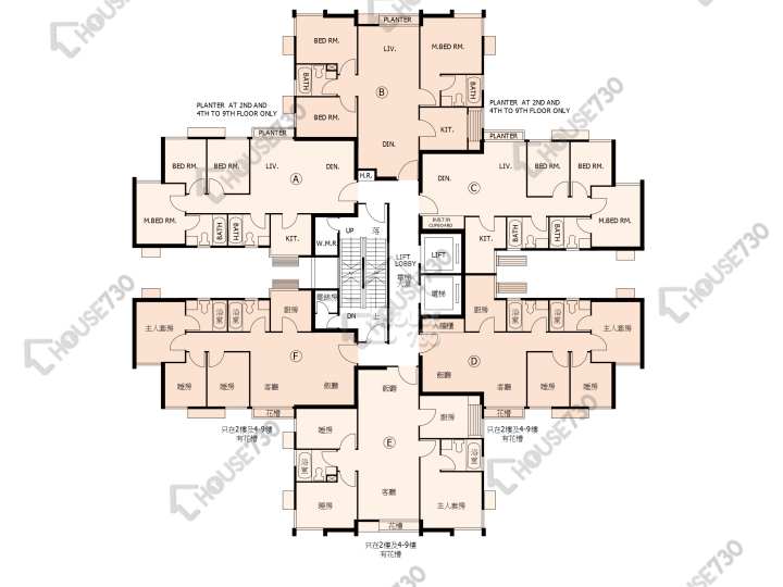 又一居 平面圖 又一居 18座 2-9樓 樓層平面圖 - House730