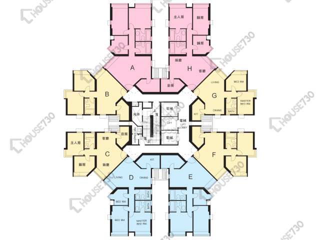麗港城 平面圖 麗港城 4期 10座 1-27樓 樓層平面圖 - House730