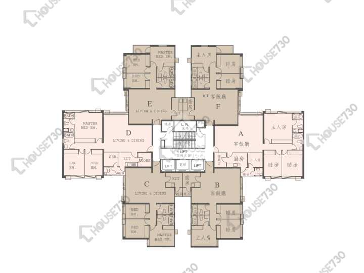 城市花園 平面圖 城市花園 1期 6座 4-26樓 樓層平面圖 - House730