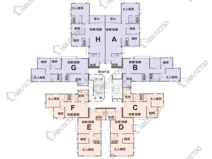 鯉景灣 平面圖 鯉景灣 B段 逸榮閣 (7座) 4-16樓 樓層平面圖 - House730