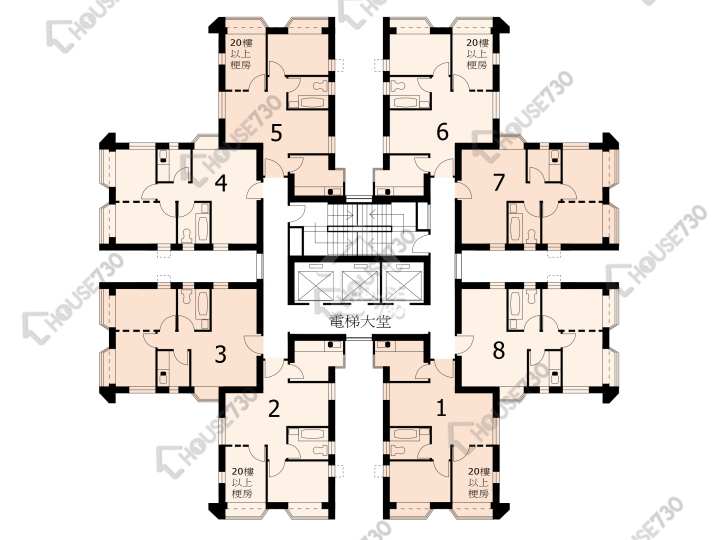 淘大花園 平面圖 淘大花園 2A期 K座 4-35樓 樓層平面圖 - House730