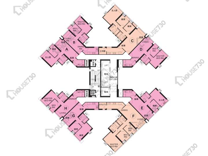 將軍澳廣場 平面圖 將軍澳廣場 2期 7座 3,5-13,15-23,25,27-33,35-39,41-43,45-46,48-52,54-55,56樓 樓層平面圖 - House730