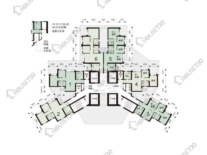 愉翠苑 平面圖 愉翠苑 愉賢閣 (N座) 1-40樓 樓層平面圖 - House730