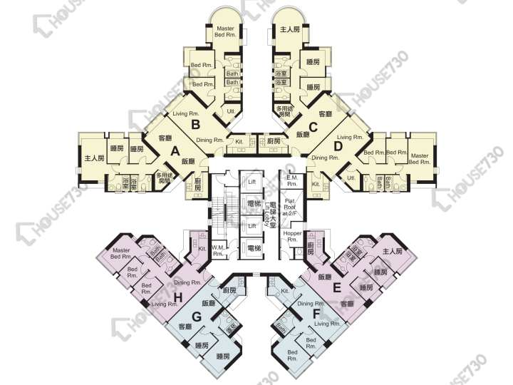 柏景灣 平面圖 柏景灣 帝柏海灣 2座 2-3,5-12,15-22,25-33,35-40,41樓 樓層平面圖 - House730