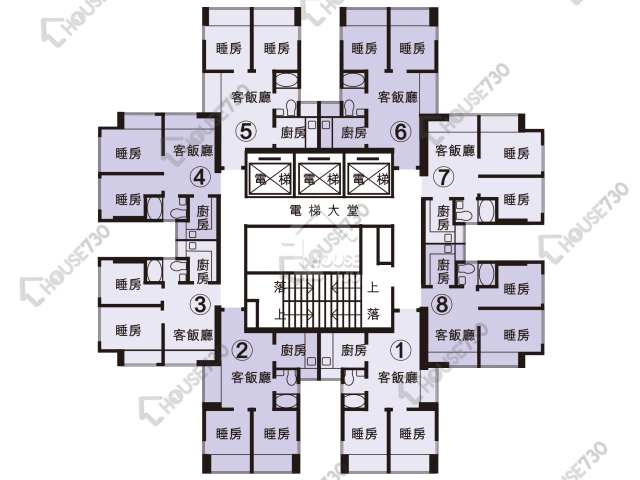 河畔花園 平面圖 河畔花園 A座 4-36樓 樓層平面圖 - House730