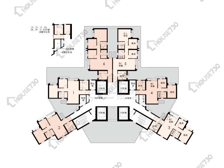 愉翠苑 平面圖 愉翠苑 愉廉閣 (Q座) 1-40樓 樓層平面圖 - House730