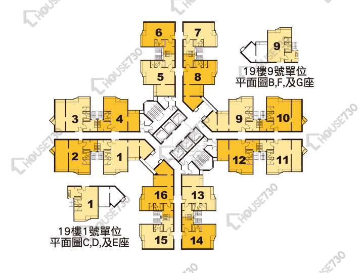 廣明苑 平面圖 廣明苑 廣瑞閣 (D座) 1-38樓 樓層平面圖 - House730