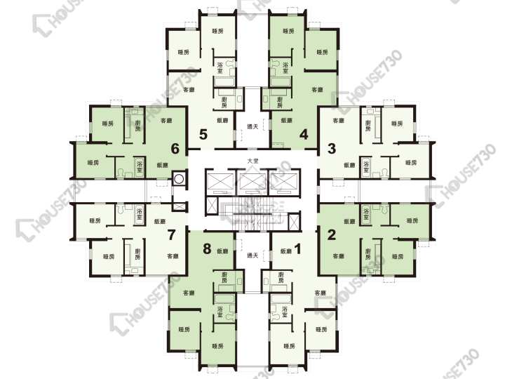 綠楊新邨 平面圖 綠楊新邨 R座 1-30樓 樓層平面圖 - House730