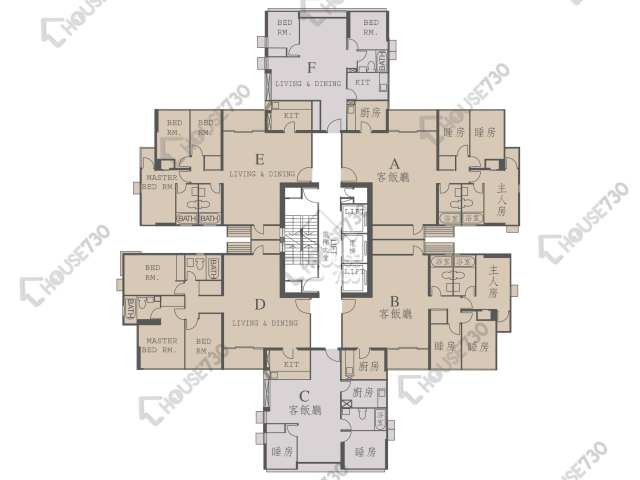 城市花園 平面圖 城市花園 2期 10座 3-27樓 樓層平面圖 - House730