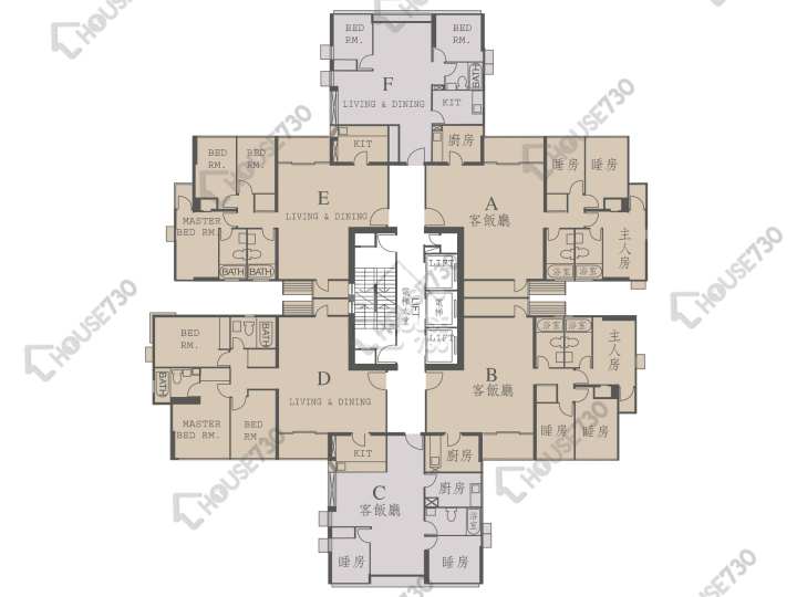 城市花園 平面圖 城市花園 2期 10座 3-27樓 樓層平面圖 - House730