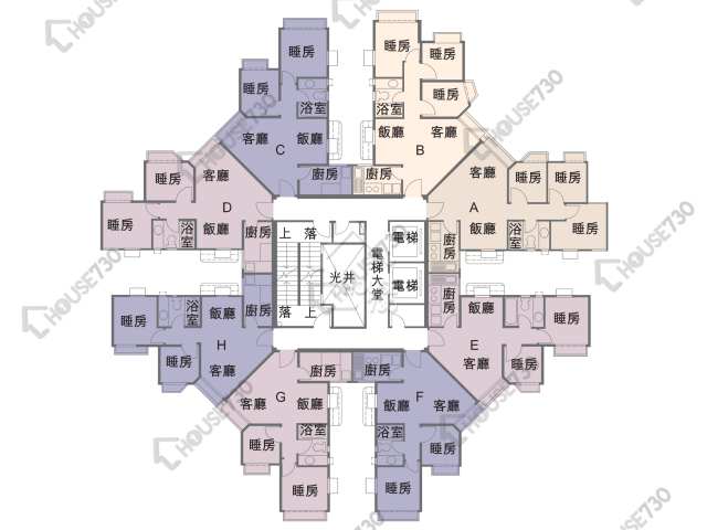 碧湖花園 平面圖 碧湖花園 1座 2-3,5-12,15-23,25-27,28樓 樓層平面圖 - House730