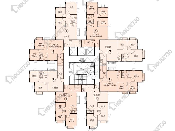 杏花邨 平面圖 杏花邨 34座 1-13,15-17,18樓 樓層平面圖 - House730