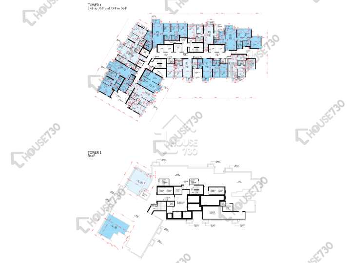 啟德1號 平面圖 啟德1號 I 大廈第1座 28-33,35,36樓 樓層平面圖 - House730
