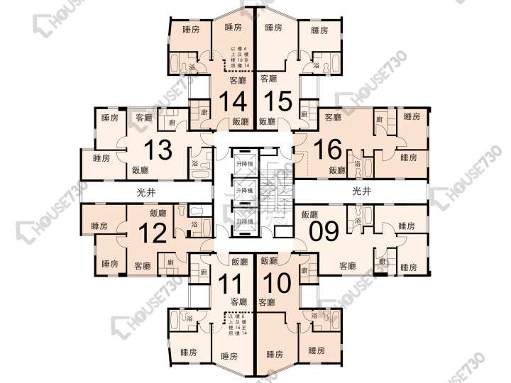 德福花園 平面圖 德福花園 S座 2-24樓 樓層平面圖 - House730