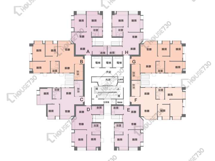 花都廣場 平面圖 花都廣場 1座 3-36樓 樓層平面圖 - House730