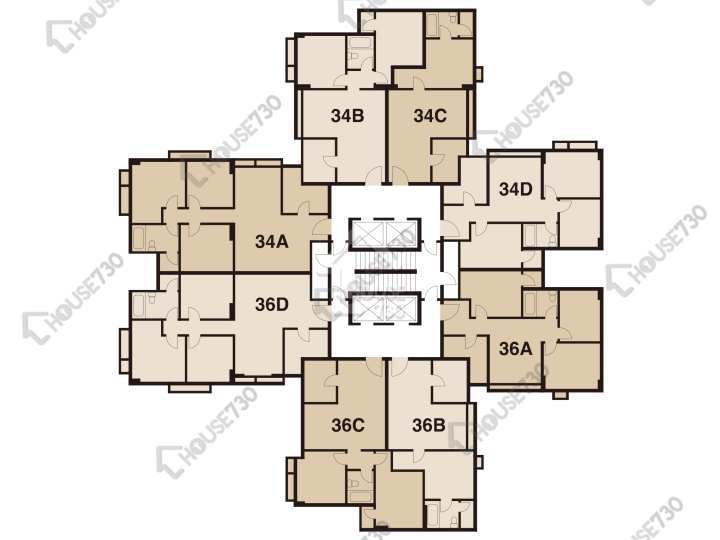 美孚新邨 平面圖 美孚新邨 2期 百老匯街34-36號 1-20樓 樓層平面圖 - House730
