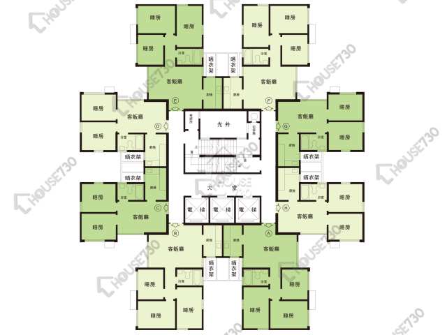 沙田第一城 平面圖 沙田第一城 1期 10座 1-30樓 樓層平面圖 - House730