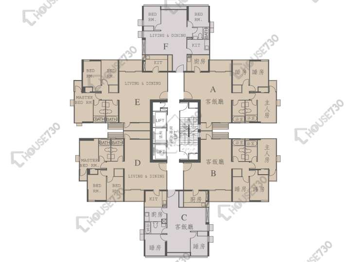 城市花園 平面圖 城市花園 2期 7座 3-27樓 樓層平面圖 - House730
