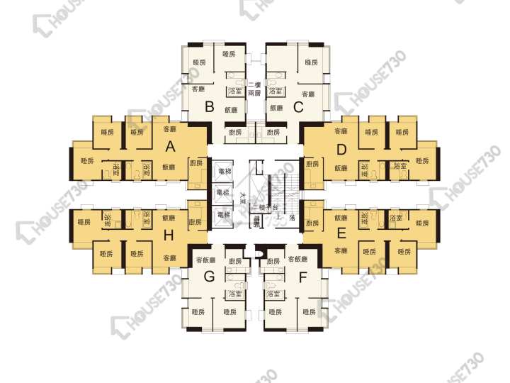 荃景花園 平面圖 荃景花園 2期 8座 2-34樓 樓層平面圖 - House730