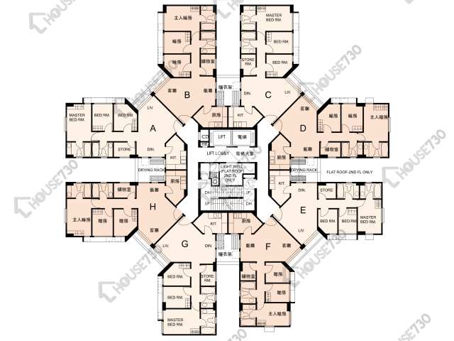 黃埔花園 平面圖 黃埔花園 3期 翠楊苑 1座 2-15樓 樓層平面圖 - House730