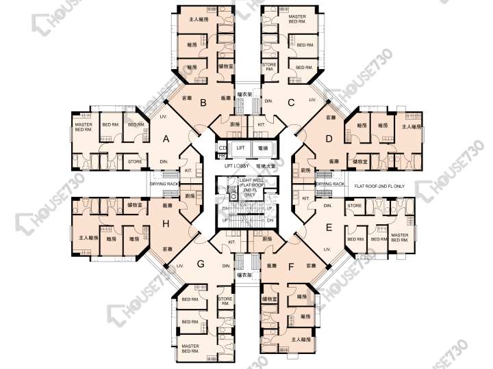 黃埔花園 平面圖 黃埔花園 3期 翠楊苑 1座 2-15樓 樓層平面圖 - House730