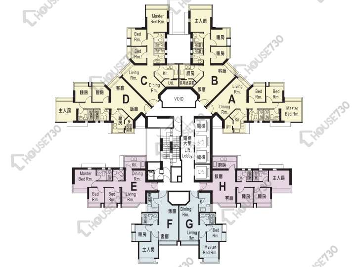 維港灣 平面圖 維港灣 5座 3,5-12,15-23,25-32,33樓 樓層平面圖 - House730