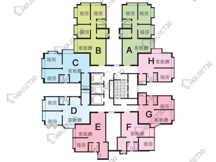 好運中心 平面圖 好運中心 棕林閣 (B1座) 1-22樓 樓層平面圖 - House730