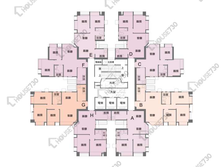 花都廣場 平面圖 花都廣場 7座 3-36樓 樓層平面圖 - House730