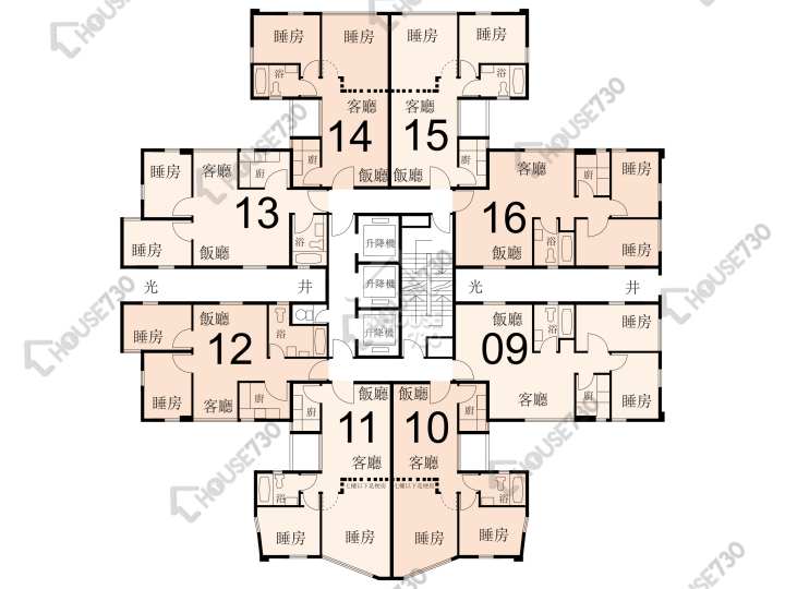 德福花園 平面圖 德福花園 U座 2-26樓 樓層平面圖 - House730