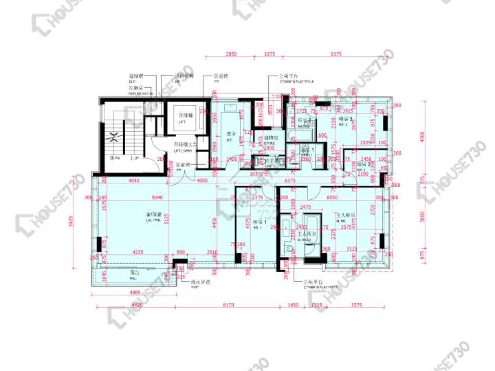 啟德1號 平面圖 啟德1號 II 低座第8座 1樓 樓層平面圖 - House730