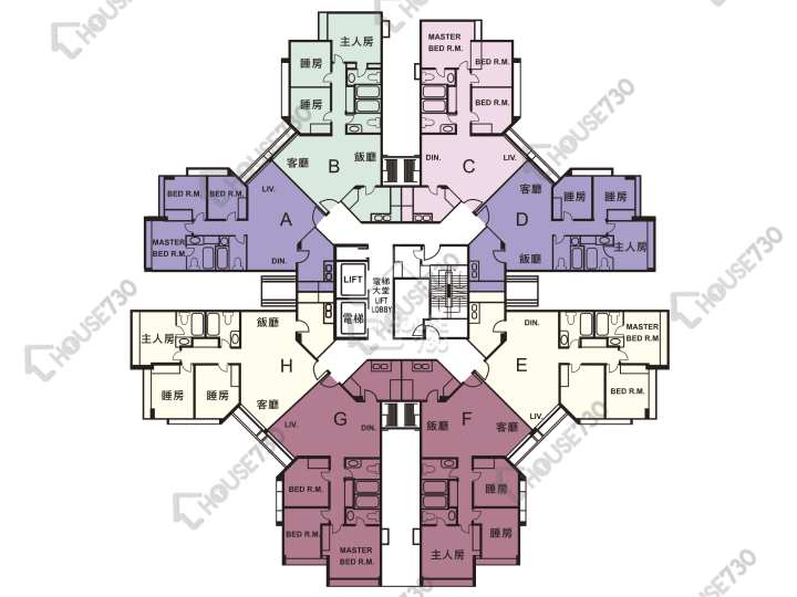 黃埔花園 平面圖 黃埔花園 9期 百合苑 5座 1-15樓 樓層平面圖 - House730