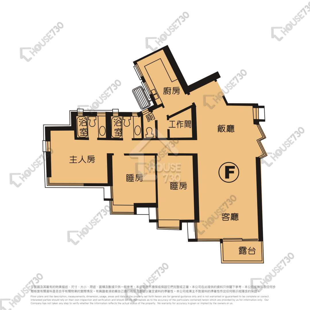 火炭 駿景園 中層 單位平面圖 1期-1座-高層/中層/低層-F室 House730-6989907