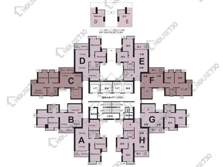 君匯港 平面圖 君匯港 名匯 (3座) 5-13,15-23,25-33,35-43,45-52,53樓 樓層平面圖 - House730