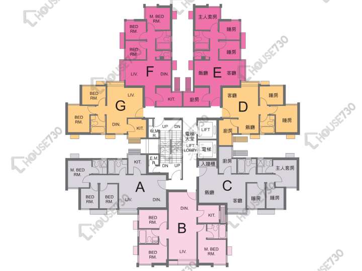 又一居 平面圖 又一居 8座 1-9樓 樓層平面圖 - House730