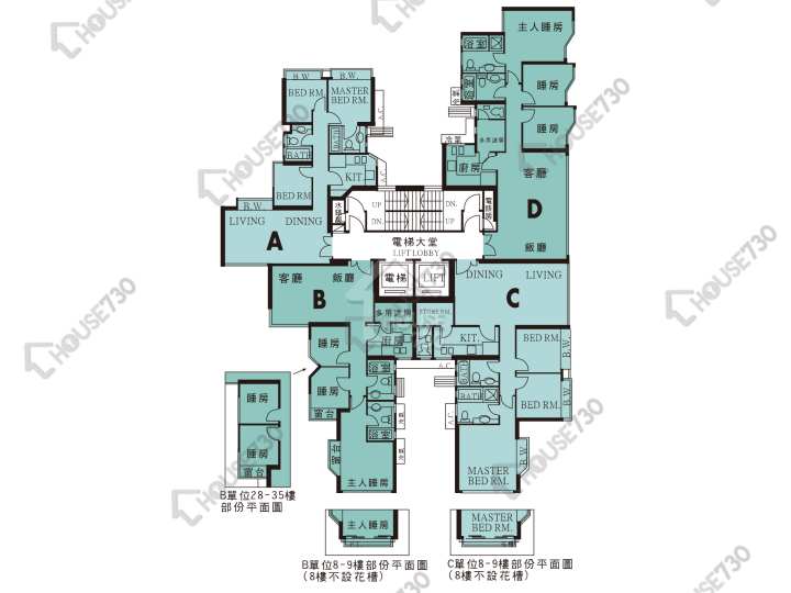 翠擁華庭 平面圖 翠擁華庭 15座 8-12,15-23,25-33,35樓 樓層平面圖 - House730