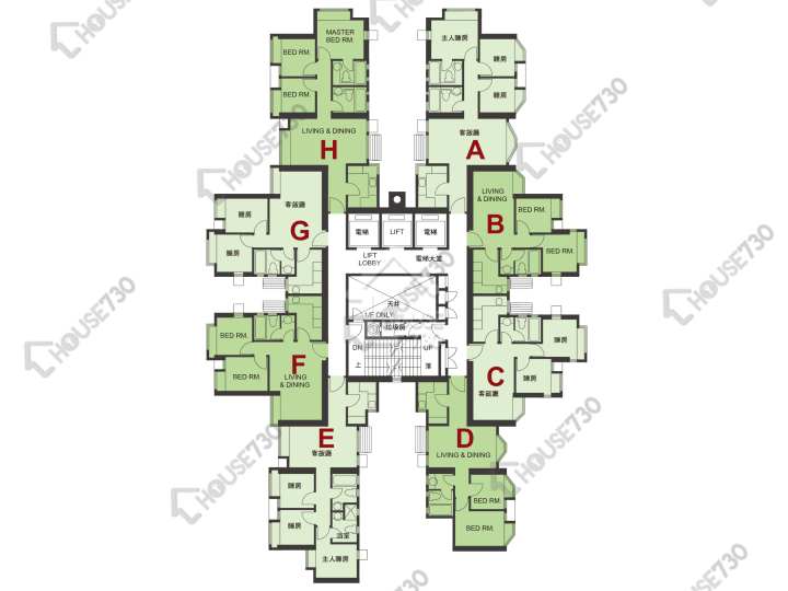 海柏花園 平面圖 海柏花園 1座 1-3,5-13,15-23,25樓 樓層平面圖 - House730