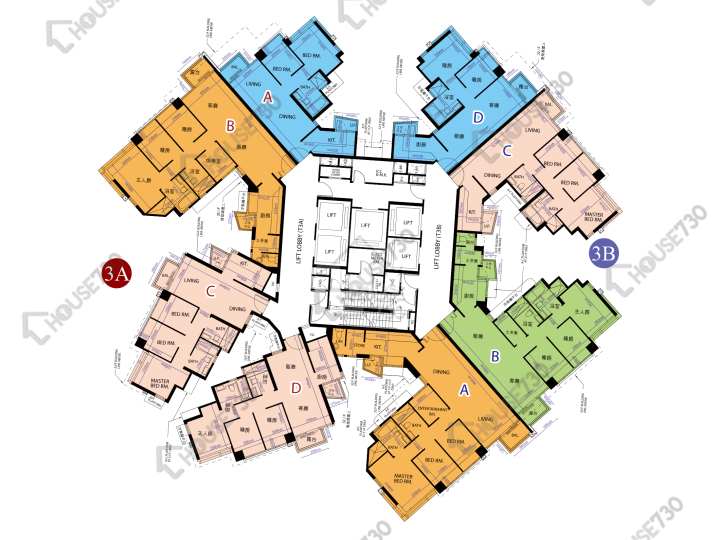 天晉 平面圖 天晉 II 3A座 8-12,15-23,25-30,31樓 樓層平面圖 - House730
