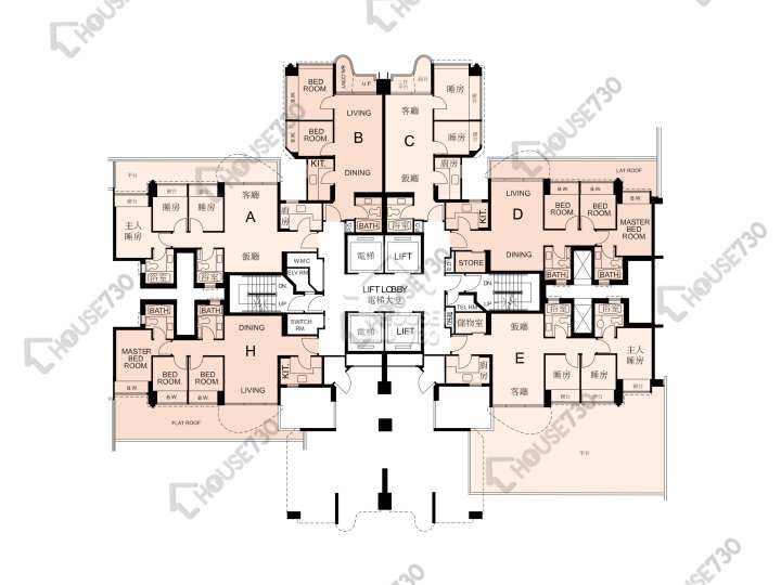 栢慧豪園 平面圖 栢慧豪園 2期 栢慧豪廷 9座 5樓 樓層平面圖 - House730