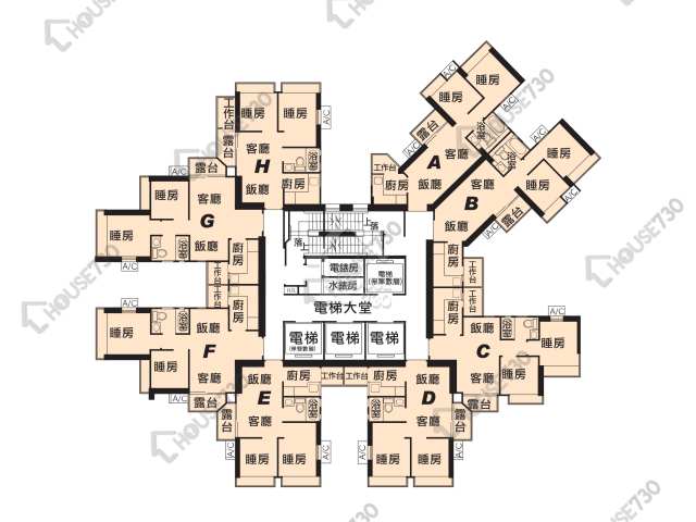 港灣豪庭 平面圖 港灣豪庭 2期 10座 26-48樓 樓層平面圖 - House730