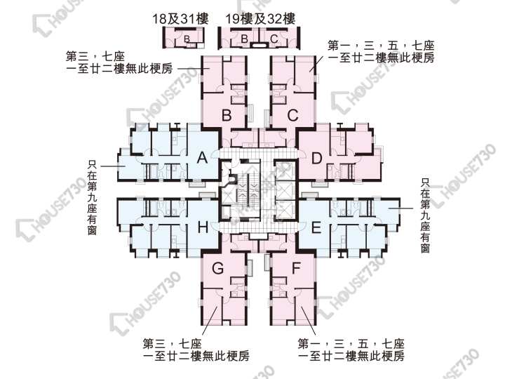 新屯門中心 平面圖 新屯門中心 1座 23-31,33-43,44樓 樓層平面圖 - House730