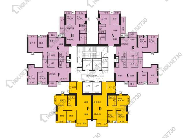 翔龍灣 平面圖 翔龍灣 1座 6-13,15-22,25-33,35-41,42樓 樓層平面圖 - House730