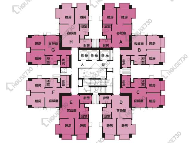 大埔中心 平面圖 大埔中心 2期 4座 4-31樓 樓層平面圖 - House730