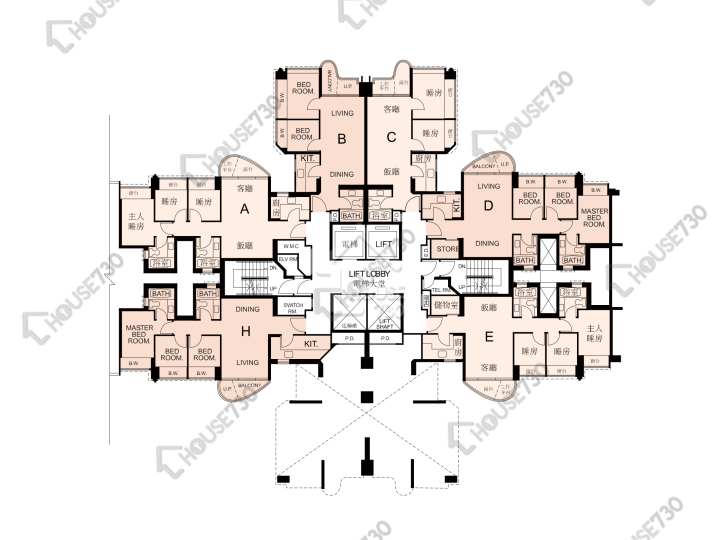 栢慧豪園 平面圖 栢慧豪園 2期 栢慧豪廷 9座 6樓 樓層平面圖 - House730