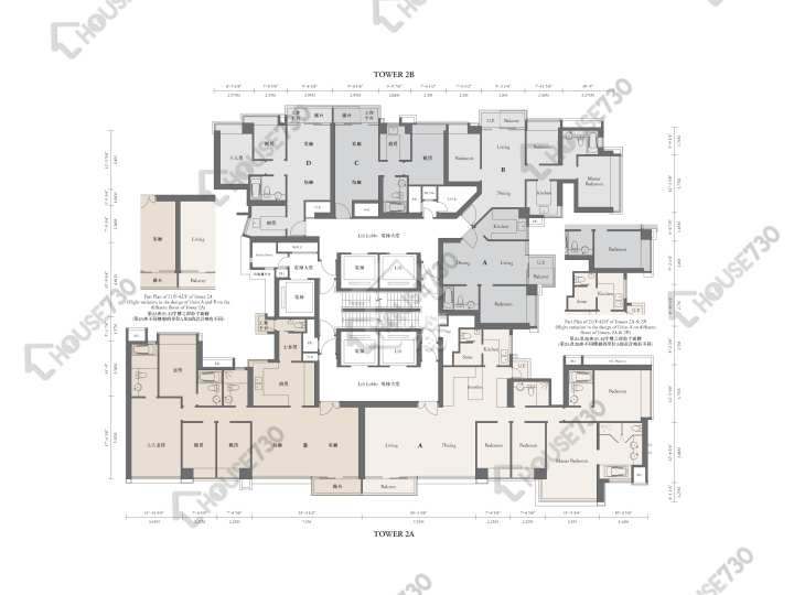 譽.港灣 平面圖 譽.港灣 2A座 7-13,15-23,25-33,35-41,42樓 樓層平面圖 - House730