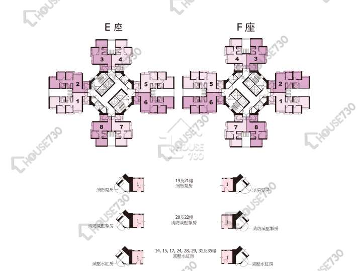 彩明苑 平面圖 彩明苑 彩桃閣 (E座) 1-40樓 樓層平面圖 - House730
