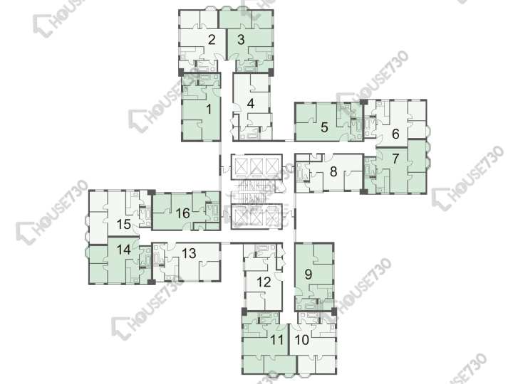 美城苑 平面圖 美城苑 貴城閣 (A座) 1-35樓 樓層平面圖 - House730