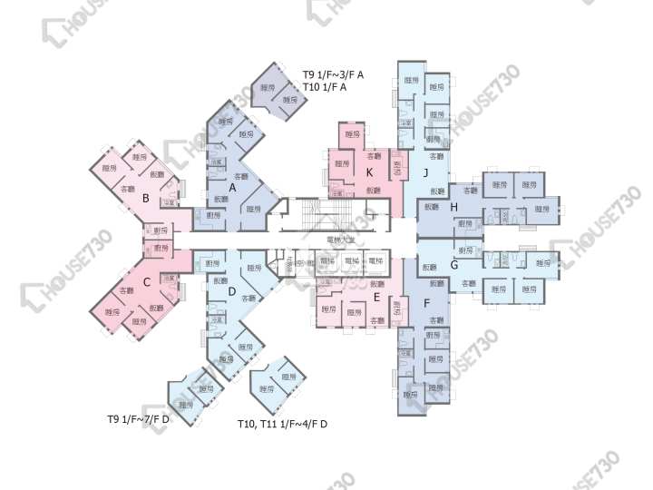 富健花園 平面圖 富健花園 9座 1-27樓 樓層平面圖 - House730