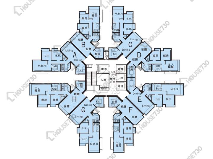 新都城 平面圖 新都城 2期 5座 2-38樓 樓層平面圖 - House730