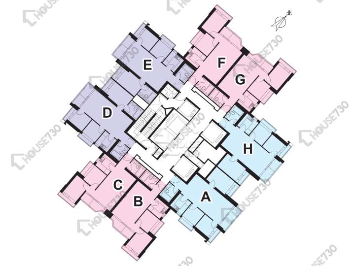 都會駅 平面圖 都會駅 2期 城中駅 6座 7-11,15-23,25-33,35-39,41-43,45-53,55-63,65-66,67樓 樓層平面圖 - House730